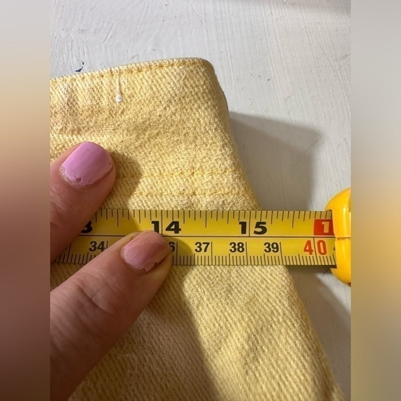 VTG Jordache Skirt Womens 8 Denim Jean Yellow Pencil Knee Length Pockets 80s 90s - Picture 7 of 8